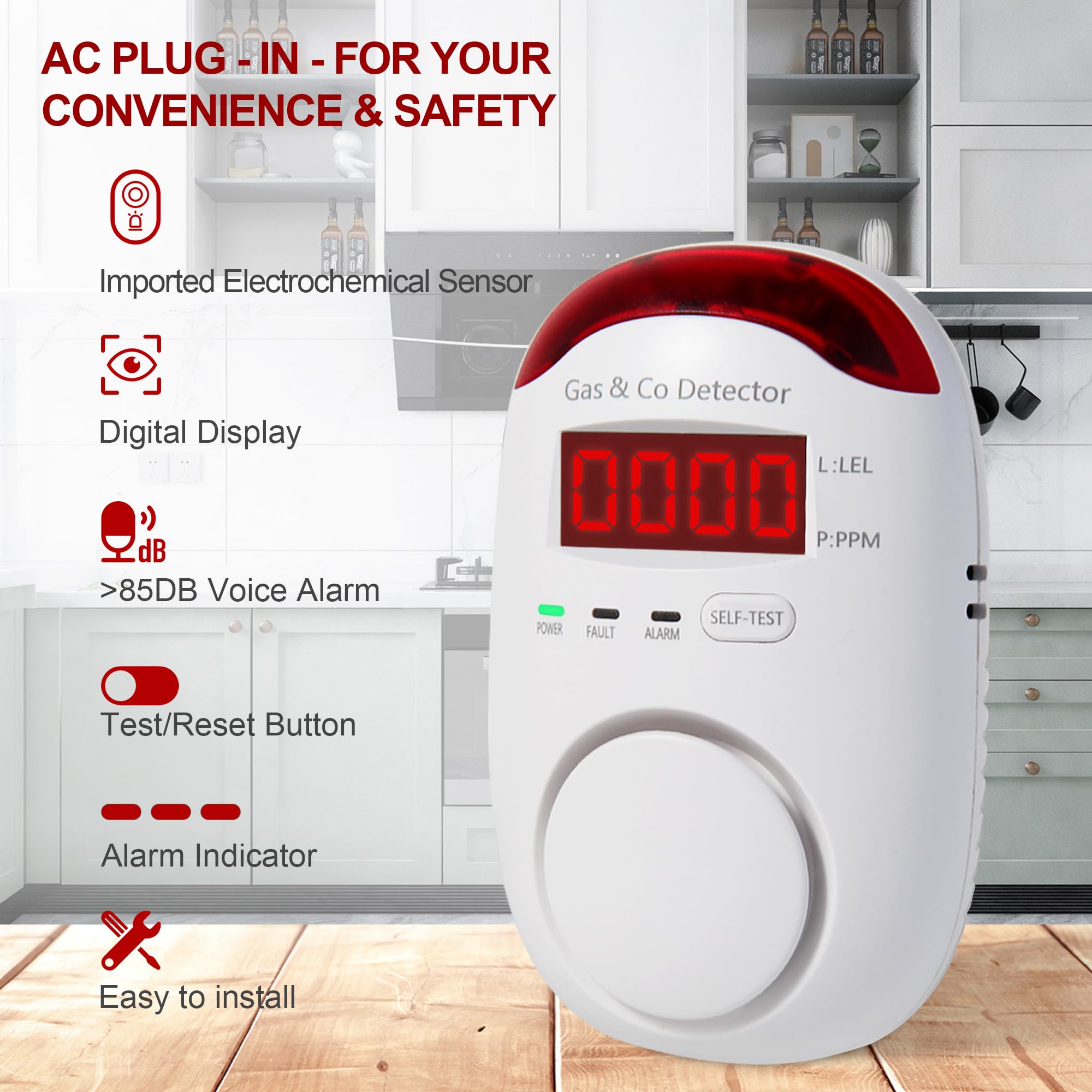 Co Detector Plug - جهاز كشف الغاز وثاني أكسيد الكربون
