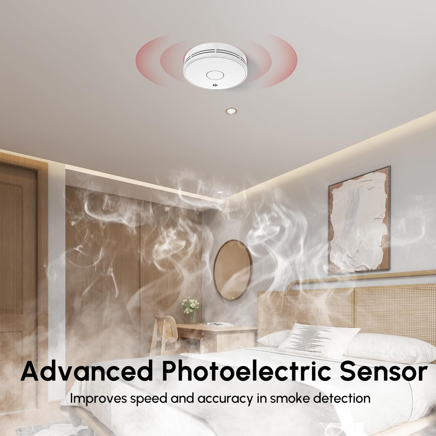 إنذار الدخان للمنزل، جهاز إنذا - مراجعة Smoke Detector Interconnected وسعره
